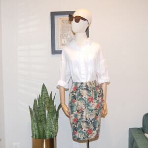 90s Valerie Stevens Pure SILK Tropical Print Wrap Mini Skirt